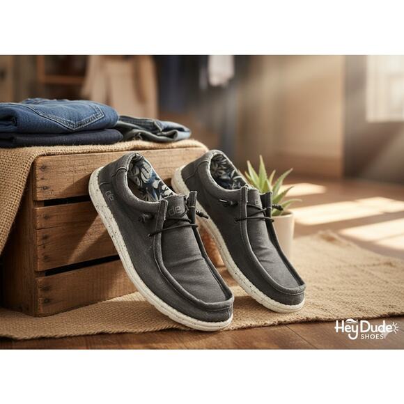 Hey Dude Wally Stretch Black Slip On Shoes Sz. 10 - Picture 1 of 8